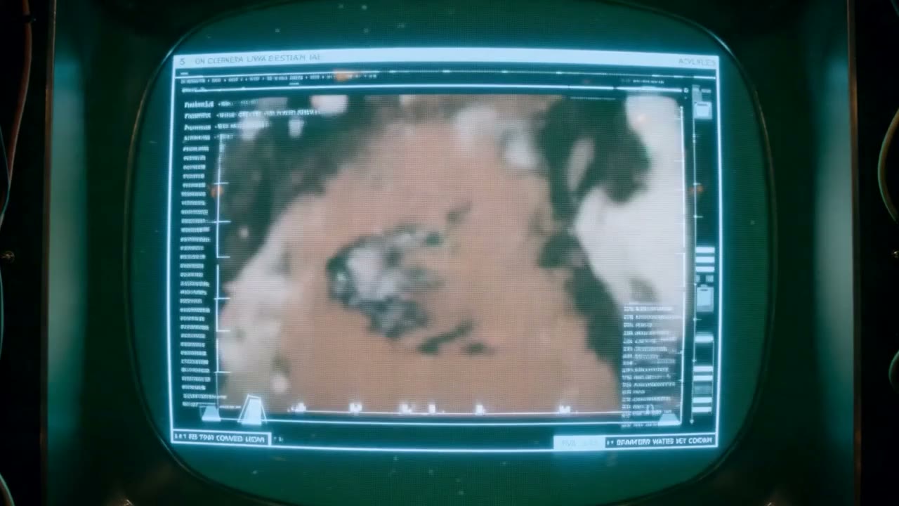 A green CRT terminal glowing in a dark room.